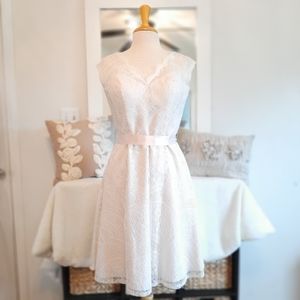 Ashley & Justin Bridesmaid Lace Tea Length Dress